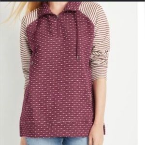 Maurice’s Pluse Size 3 Chalet Funnel Neck Fleece Sweatshirt Burgundy Mixed Print